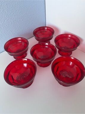 Vtg Viking Georgian Ruby Red Champagne / Sherbet Glasses  - Set of 6